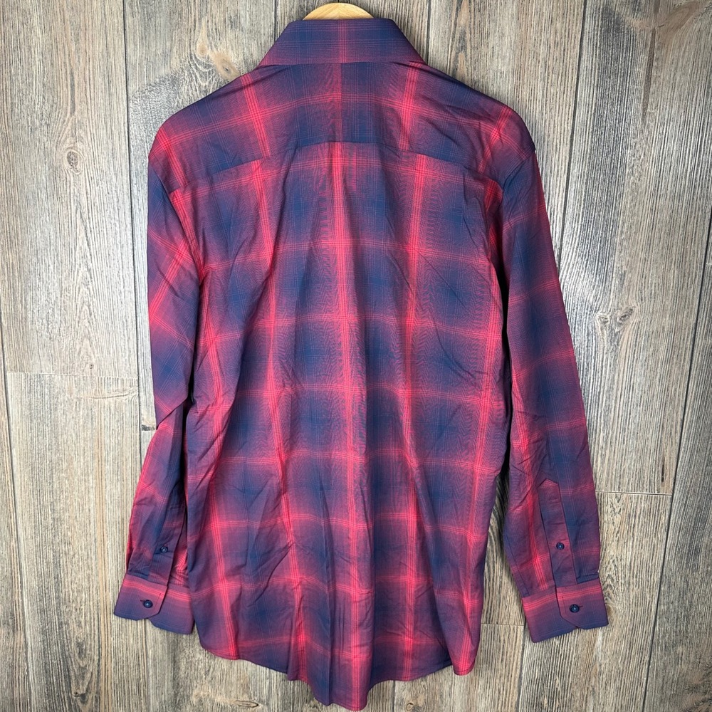 G/FORE Men's Midnight Sky Woven Shirt Long Sleeve Button Up Red Blue Size Large - Picture 7 of 7